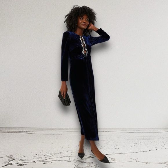 NWT SALONI Jinx C Dress in Navy Stars Embroidery Size 8 - Picture 14 of 17